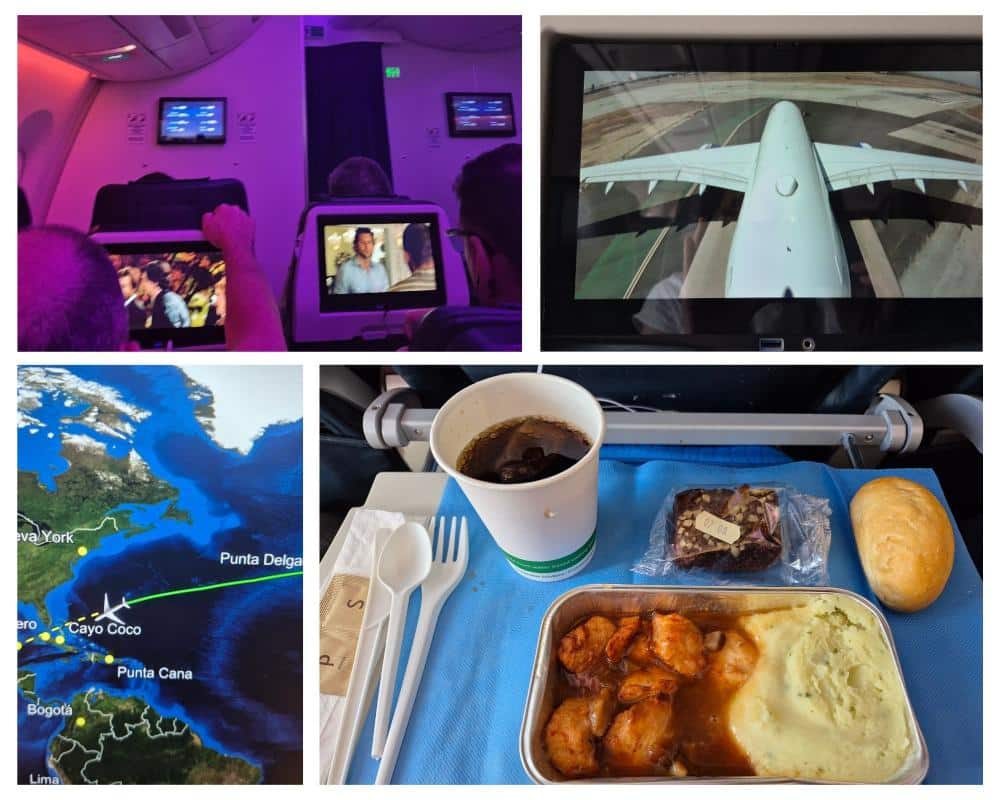 Imagene del avion de World2fly,el menu y los asientos
